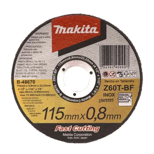 Makita Disco corte metal 4½″ x 0.8 mm 