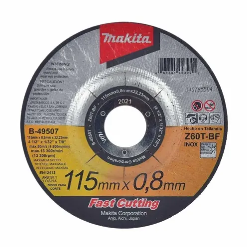 Disco Abrasivo Corte Metal/Inox 4-1/2" x 0.8mm
